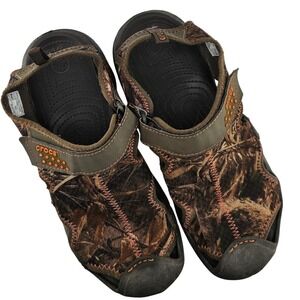 Crocs Swiftwater RealTree Xtra Camo Mens Sandals Brown Orange 201152 Mens 10 GUC